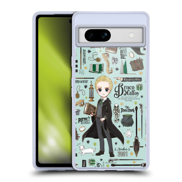 Harry Potter Deathly Hallows XXXVII Draco Pattern Soft Gel Case for Google Pixel 7a