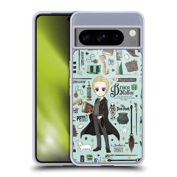 Harry Potter Deathly Hallows XXXVII Draco Pattern Soft Gel Case for Google Pixel 8 Pro