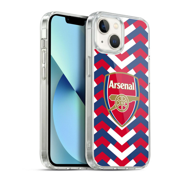 Arsenal FC Logos Zigzag Soft Gel Case for Apple iPhone 13