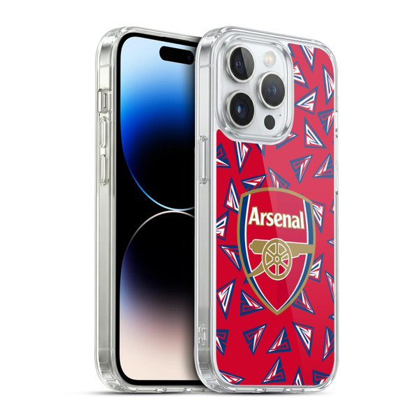 Arsenal FC Logos Geometric Pattern Soft Gel Case for Apple iPhone 13 Pro & MagSafe