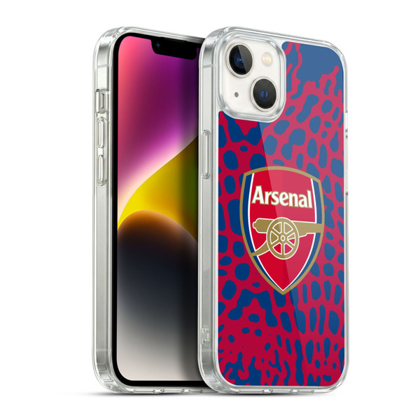 Arsenal FC Logos Animal Pattern Soft Gel Case for Apple iPhone 14 Plus & MagSafe
