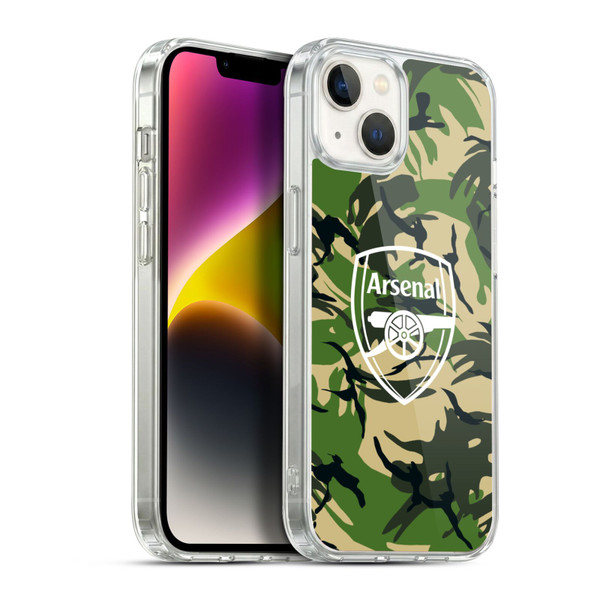 Arsenal FC Logos Camouflage Disruptive Pattern Soft Gel Case for Apple iPhone 14 Plus & MagSafe