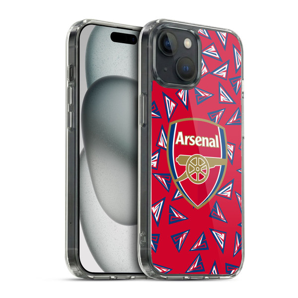 Arsenal FC Logos Geometric Pattern Soft Gel Case for Apple iPhone 15 & MagSafe