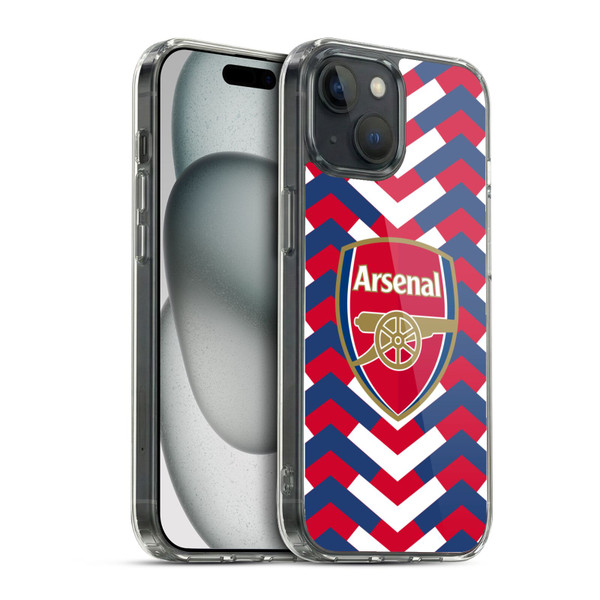 Arsenal FC Logos Zigzag Soft Gel Case for Apple iPhone 15 & MagSafe