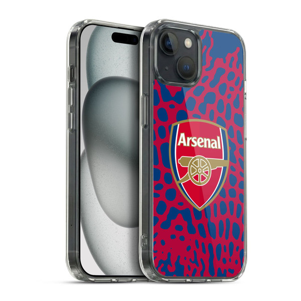 Arsenal FC Logos Animal Pattern Soft Gel Case for Apple iPhone 15 Plus & MagSafe