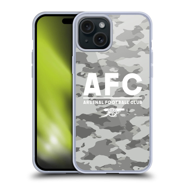 Arsenal FC Logos Camouflage Winter Soft Gel Case for Apple iPhone 15 Plus
