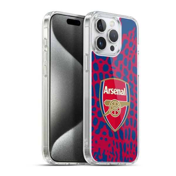 Arsenal FC Logos Animal Pattern Soft Gel Case for Apple iPhone 15 Pro Max & MagSafe