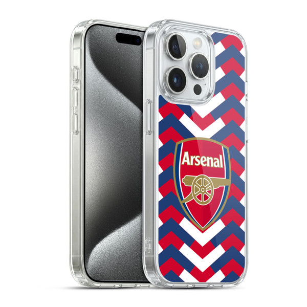 Arsenal FC Logos Zigzag Soft Gel Case for Apple iPhone 15 Pro & MagSafe