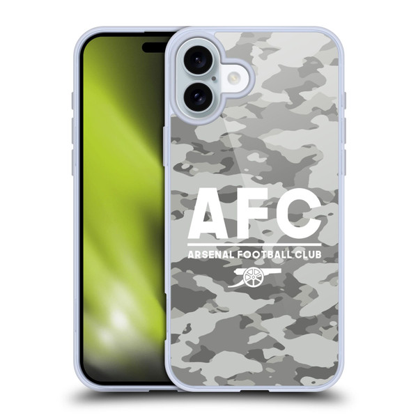 Arsenal FC Logos Camouflage Winter Soft Gel Case for Apple iPhone 16 Plus