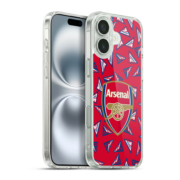Arsenal FC Logos Geometric Pattern Soft Gel Case for Apple iPhone 16 Plus & MagSafe