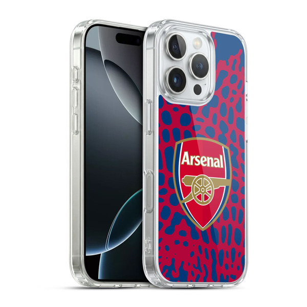Arsenal FC Logos Animal Pattern Soft Gel Case for Apple iPhone 16 Pro & MagSafe