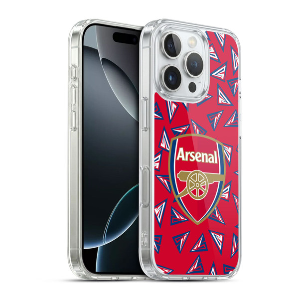 Arsenal FC Logos Geometric Pattern Soft Gel Case for Apple iPhone 16 Pro & MagSafe