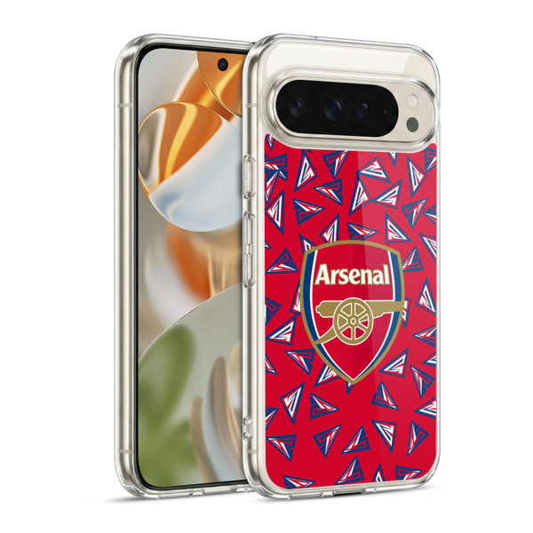 Arsenal FC Logos Geometric Pattern Soft Gel Case for Google Pixel 9 / Pixel 9 Pro