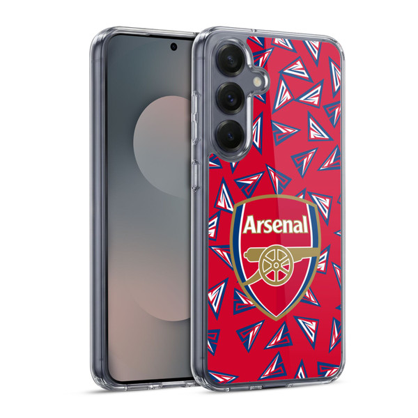 Arsenal FC Logos Geometric Pattern Soft Gel Case for Samsung Galaxy S25 & MagSafe