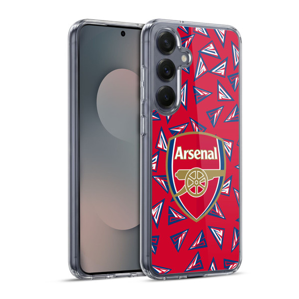 Arsenal FC Logos Geometric Pattern Soft Gel Case for Samsung Galaxy S25+ & MagSafe