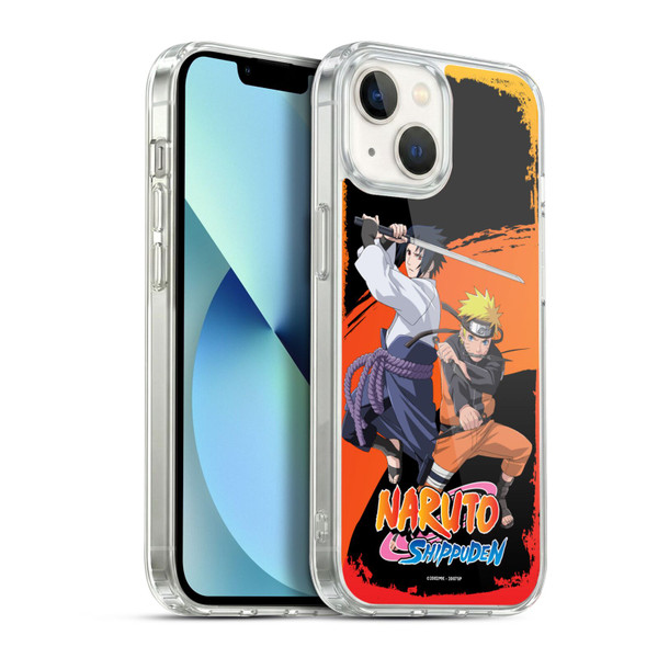 Naruto Shippuden Key Art Naruto And Sasuke Soft Gel Case for Apple iPhone 13