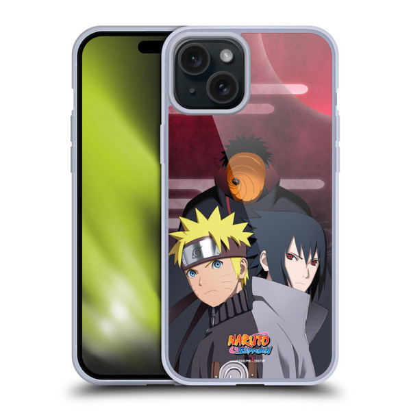 Naruto Shippuden Key Art Obito Naruto Sasuke Soft Gel Case for Apple iPhone 15 Plus & MagSafe
