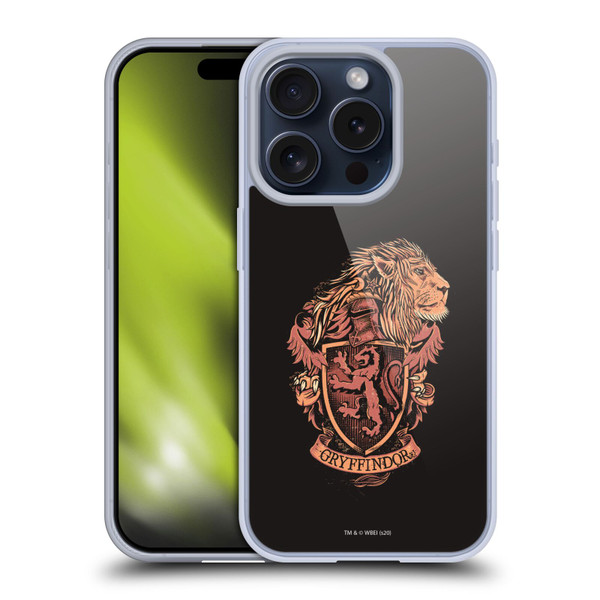 Harry Potter Deathly Hallows XIV Gryffindor Soft Gel Case for Apple iPhone 15 Pro & MagSafe