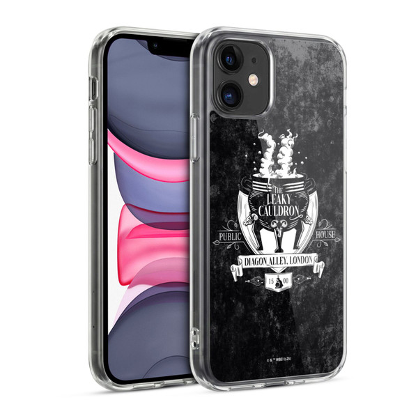 Harry Potter Locations Typography The Leaky Cauldron Soft Gel Case for Apple iPhone 11