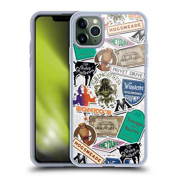 Harry Potter Locations Typography Logo Collage Soft Gel Case for Apple iPhone 11 Pro Max & MagSafe