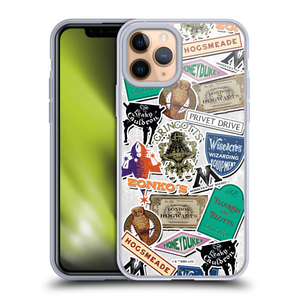 Harry Potter Locations Typography Logo Collage Soft Gel Case for Apple iPhone 11 Pro & MagSafe