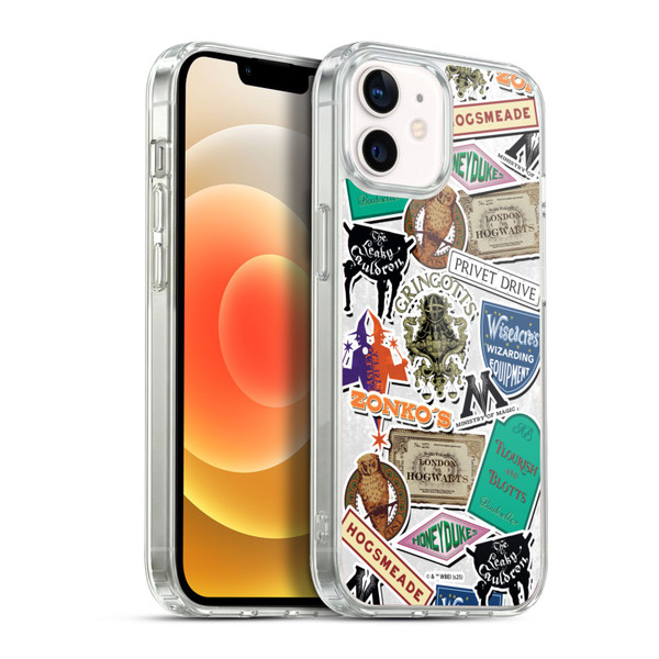 Harry Potter Locations Typography Logo Collage Soft Gel Case for Apple iPhone 12 / iPhone 12 Pro & MagSafe