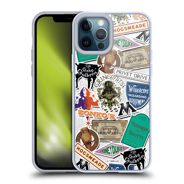 Harry Potter Locations Typography Logo Collage Soft Gel Case for Apple iPhone 12 Pro Max & MagSafe