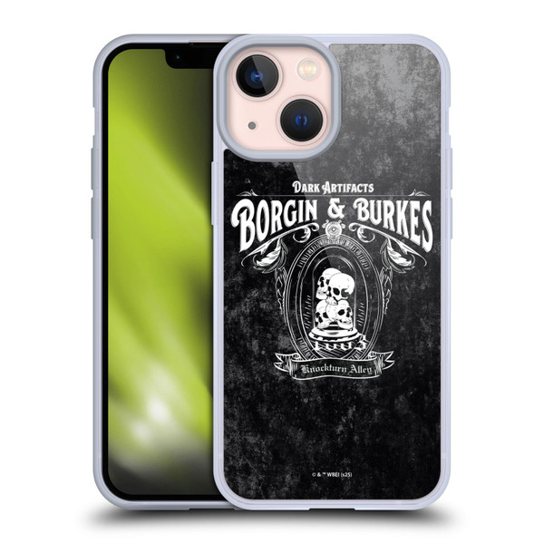 Harry Potter Locations Typography Borgin & Burkes Soft Gel Case for Apple iPhone 13 Mini & MagSafe
