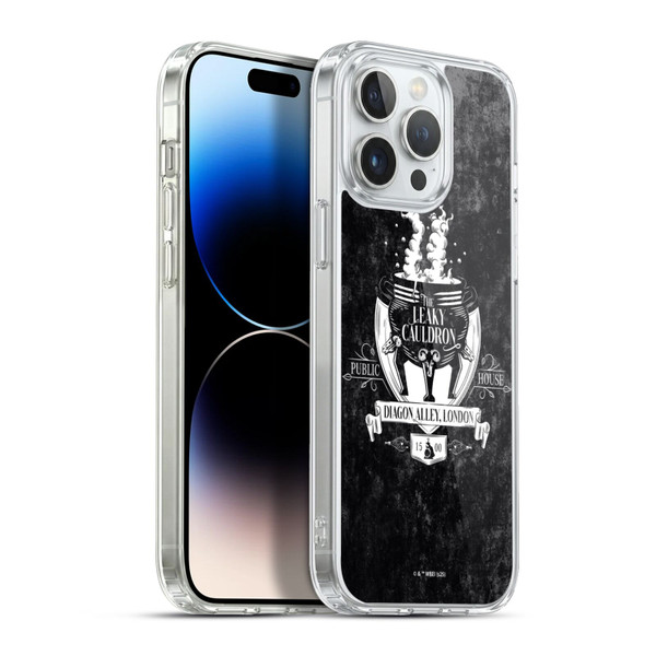 Harry Potter Locations Typography The Leaky Cauldron Soft Gel Case for Apple iPhone 13 Pro Max & MagSafe
