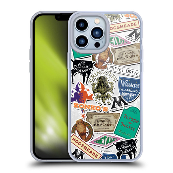 Harry Potter Locations Typography Logo Collage Soft Gel Case for Apple iPhone 13 Pro Max & MagSafe