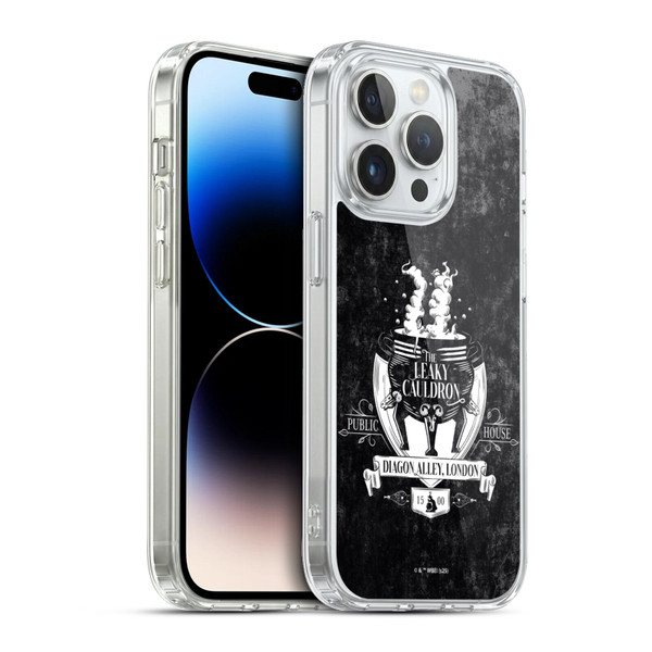 Harry Potter Locations Typography The Leaky Cauldron Soft Gel Case for Apple iPhone 13 Pro & MagSafe