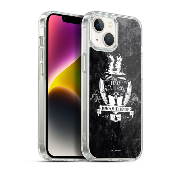 Harry Potter Locations Typography The Leaky Cauldron Soft Gel Case for Apple iPhone 14