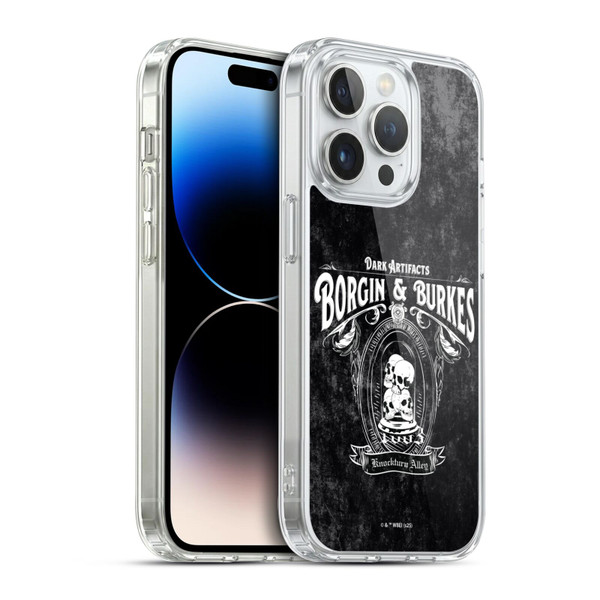 Harry Potter Locations Typography Borgin & Burkes Soft Gel Case for Apple iPhone 14 Pro & MagSafe