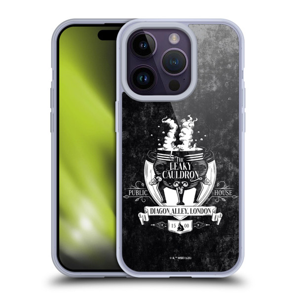 Harry Potter Locations Typography The Leaky Cauldron Soft Gel Case for Apple iPhone 14 Pro & MagSafe