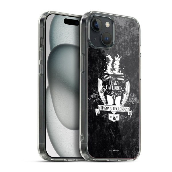 Harry Potter Locations Typography The Leaky Cauldron Soft Gel Case for Apple iPhone 15 Plus & MagSafe