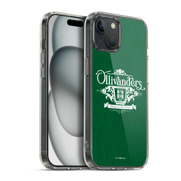 Harry Potter Locations Typography Ollivanders Soft Gel Case for Apple iPhone 15 Plus & MagSafe