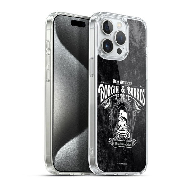 Harry Potter Locations Typography Borgin & Burkes Soft Gel Case for Apple iPhone 15 Pro Max & MagSafe