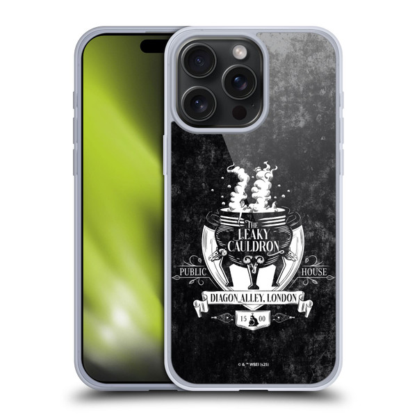Harry Potter Locations Typography The Leaky Cauldron Soft Gel Case for Apple iPhone 15 Pro Max & MagSafe