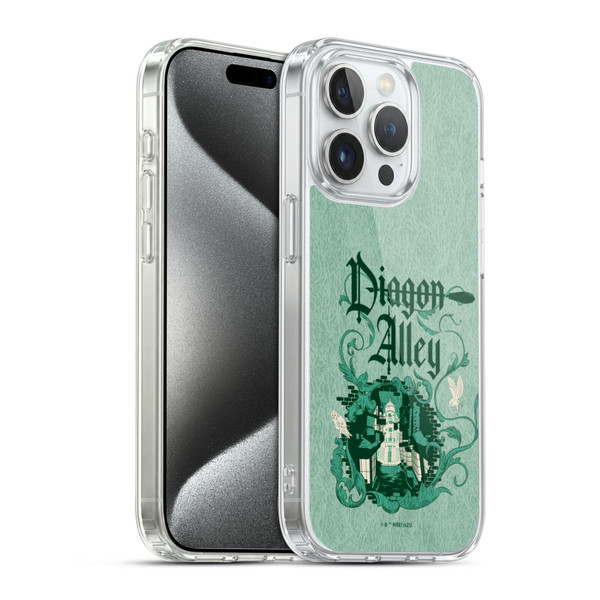 Harry Potter Locations Typography Diagon Alley Soft Gel Case for Apple iPhone 15 Pro & MagSafe