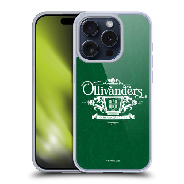 Harry Potter Locations Typography Ollivanders Soft Gel Case for Apple iPhone 15 Pro & MagSafe