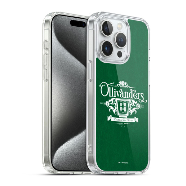 Harry Potter Locations Typography Ollivanders Soft Gel Case for Apple iPhone 15 Pro & MagSafe