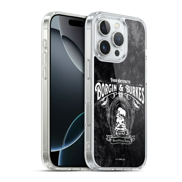 Harry Potter Locations Typography Borgin & Burkes Soft Gel Case for Apple iPhone 16 Pro & MagSafe