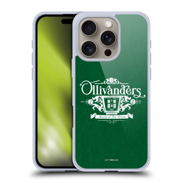 Harry Potter Locations Typography Ollivanders Soft Gel Case for Apple iPhone 16 Pro & MagSafe