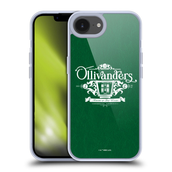 Harry Potter Locations Typography Ollivanders Soft Gel Case for Apple iPhone 16e & MagSafe