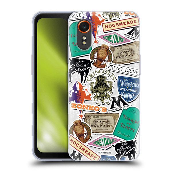 Harry Potter Locations Typography Logo Collage Soft Gel Case for Samsung Galaxy Xcover7 5G