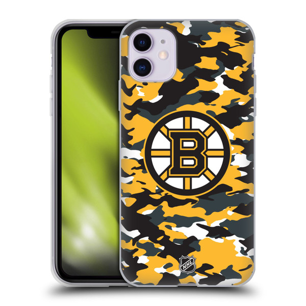 NHL Boston Bruins Camouflage Soft Gel Case for Apple iPhone 11