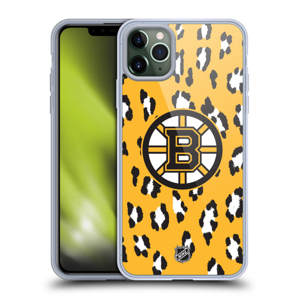 NHL Boston Bruins Leopard Pattern Soft Gel Case for Apple iPhone 11 Pro Max & MagSafe