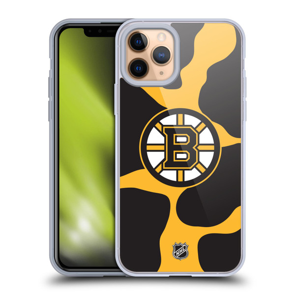 NHL Boston Bruins Cow Pattern Soft Gel Case for Apple iPhone 11 Pro & MagSafe