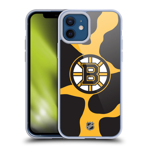 NHL Boston Bruins Cow Pattern Soft Gel Case for Apple iPhone 12 / iPhone 12 Pro & MagSafe