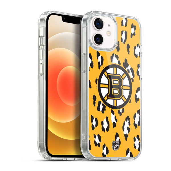 NHL Boston Bruins Leopard Pattern Soft Gel Case for Apple iPhone 12 / iPhone 12 Pro & MagSafe